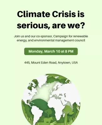 Environmental Awareness Green Climate Crisis Forum Poster Template