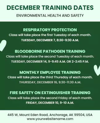 Environmental Health and Safety Training Schedule Flyer Template