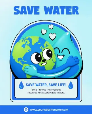 Environmental Protection Save Water Poster Template