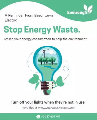 Environmentally Friendly Energy Saving Tips Flyer Template