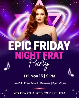 Epic Friday Night Frat Party Flyer Template