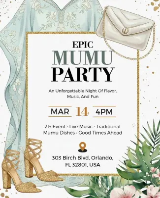 Epic Mumu Party Celebration Invitation Flyer Template
