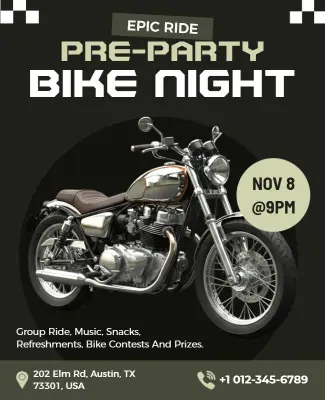 Epic Ride Pre-Party Bike Night Flyer Template