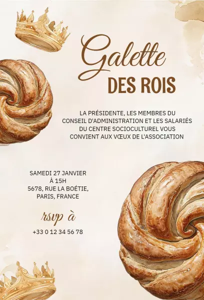 Epiphany Celebration Galette des Rois Invitation Template