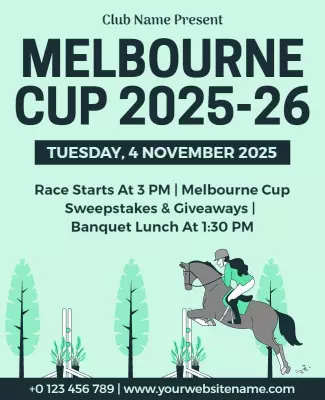 Equestrian Themed Melbourne Cup Celebration Event Poster Template