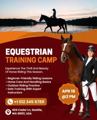 Equestrian Training Camp Event Poster Template