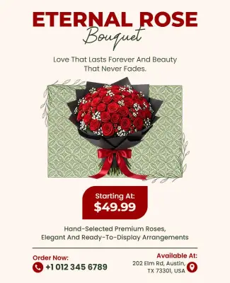 Eternal Rose Bouquet Promotional Flyer Template