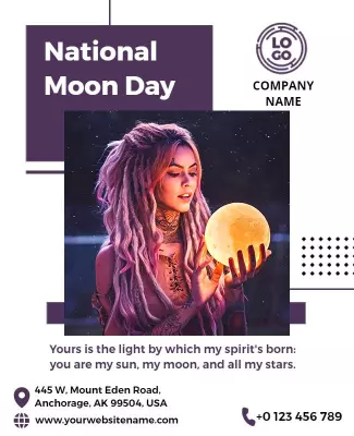 Ethereal Moonlit Celebration for National Moon Day Poster Template