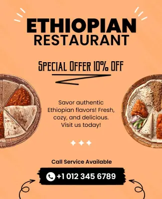 Ethiopian Restaurant Special Offer Flyer Template