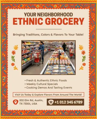 Ethnic Grocery Store Promotional Flyer Template