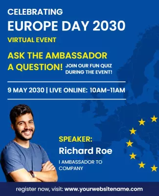 Europe Day 2030 Virtual Event Flyer Template