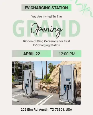 EV Charging Station Grand Opening Ceremony Flyer Template