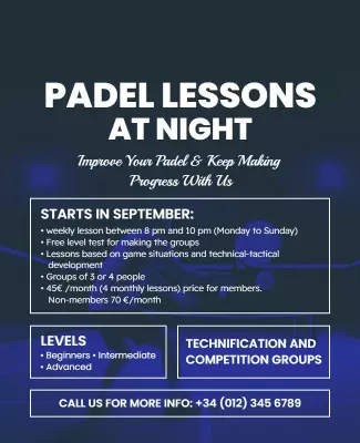 Evening Padel Lessons and Training Flyer Template