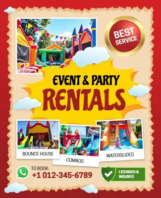 Event and Party Rentals Promotional Flyer Template