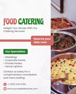 Vibrant Food Catering Services Reservation Flyer Template