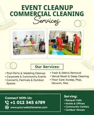 Event Cleanup Commercial Cleaning Services Flyer Template