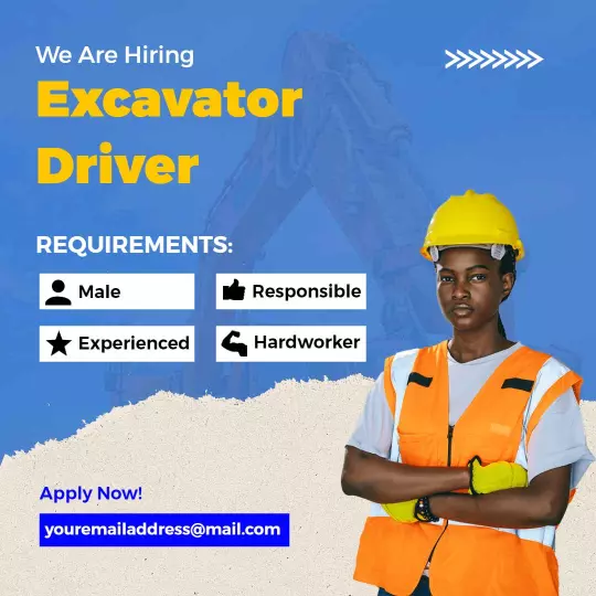 Excavator Driver Job Opportunity with Requirements Ad Template