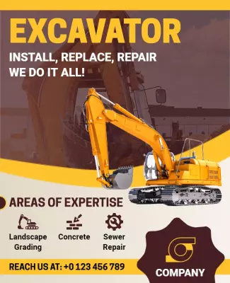 Excavator Services and Expertise Flyer Template