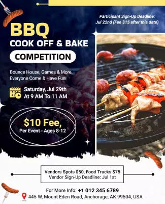Exciting BBQ Cook Off and Bake Competition Poster Template