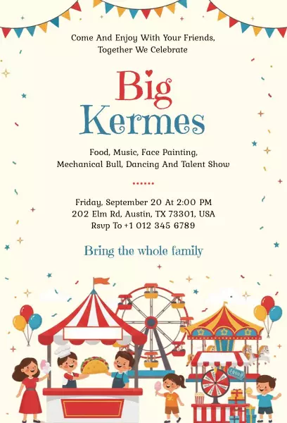Exciting Big Kermes Family Fun Event Invitation Template