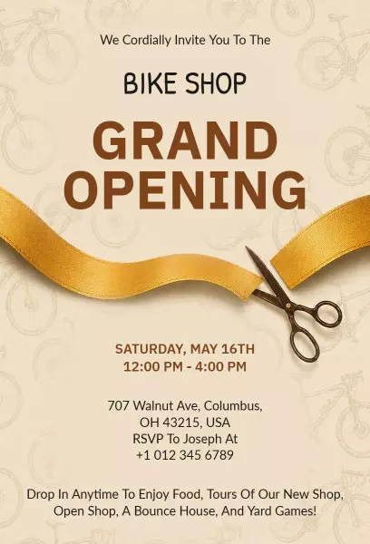 Exciting Bike Shop Grand Opening Celebration Invitation Template