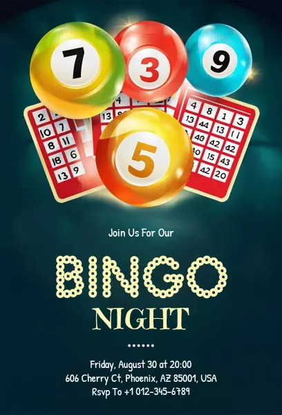 Exciting Bingo Game Night Social Gathering Invitation Template