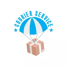 Exciting Blue and White Parcel Delivery Inspired Courier Logo Template