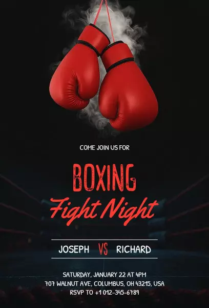 Exciting Boxing Fight Night Championship Invitation Template