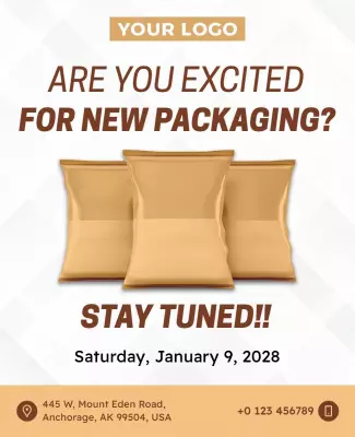 Exciting Brown New Packaging Announcement Poster Template