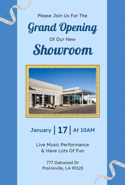 Exciting Contemporary Showroom Grand Opening Invitation Template