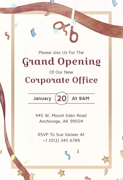 Exciting Corporate Office Grand Opening Celebration Invitation Template