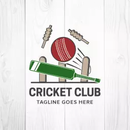Exciting Cricket Club Logo Featuring Bat and Ball Design Logo Template