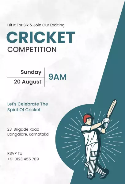 Exciting Cricket Competition Celebration Invitation Template