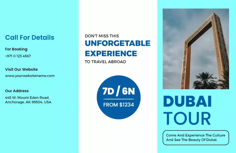 Exciting Dubai 7-Day Adventure Travel Brochure Template