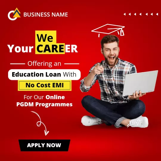 Exciting Education Loan Offer for Online PGDM Programs Ad Template