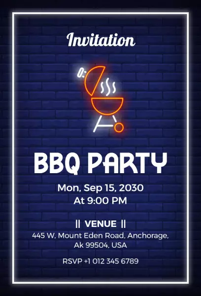 Exciting Evening BBQ Party Outdoor Gathering Invitation Template