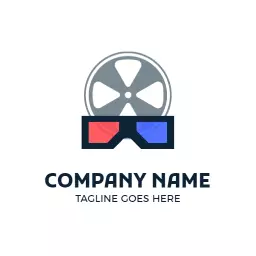 Exciting Film Reel Design with 3D Glasses Entertainment Logo Template