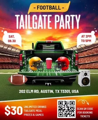 Exciting Football Tailgate Party on Game Day Poster Template