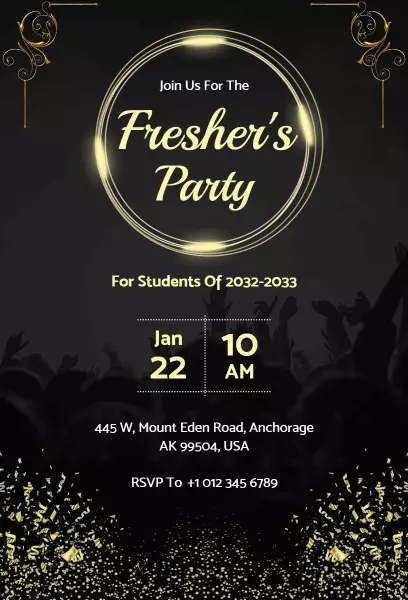 Exciting Freshers College Welcome Party Invitation Template