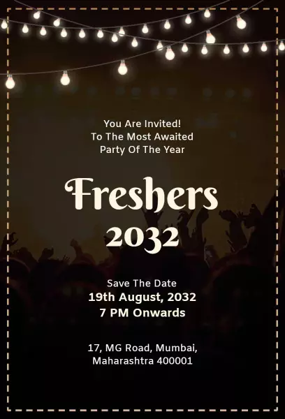 Exciting Freshers Party Celebration 2023 Invitation Template