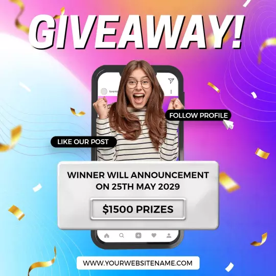 Exciting Giveaway Announcement with $1500 Prize in Business Ad Template