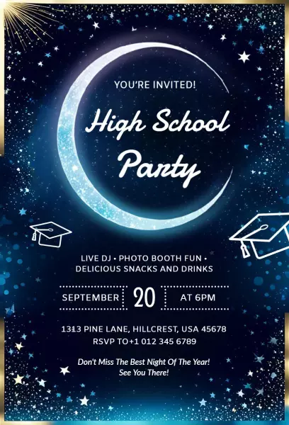 Exciting High School Graduation Celebration Party Invitation Template