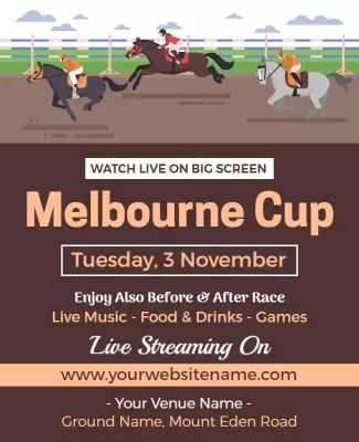 Exciting Horse Racing Melbourne Cup Event Poster Template