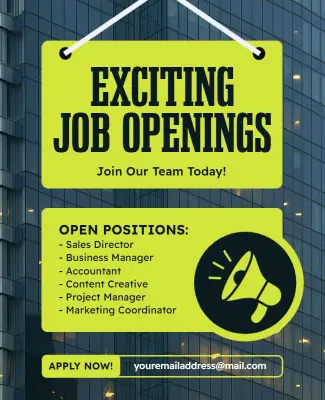 Exciting Job Openings Recruitment Flyer Template