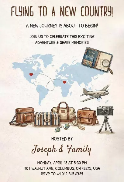 Exciting Journey Adventure Farewell Celebration Invitation Template