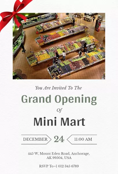 Exciting Mini Mart Grand Opening Celebration Invitation Template