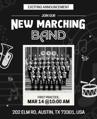 Exciting New Marching Band Announcement Flyer Template