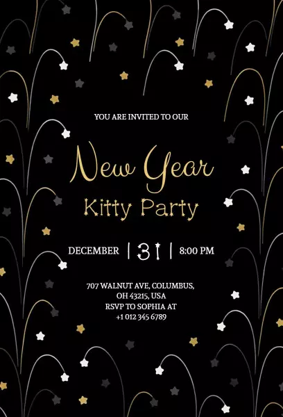 Exciting New Year Kitty Party Celebration Invitation Template