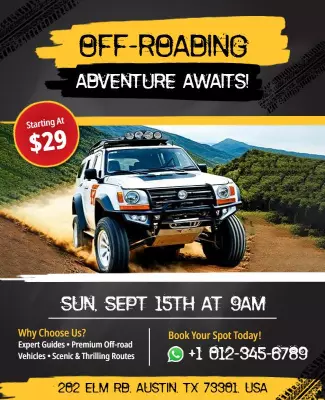 Exciting Off-Roading Adventure Awaits Adventure Tour Poster Template