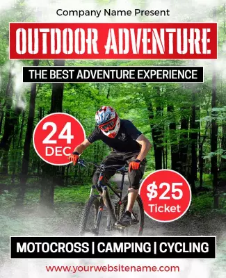 Exciting Outdoor Adventure with Cycling and Camping Poster Template
